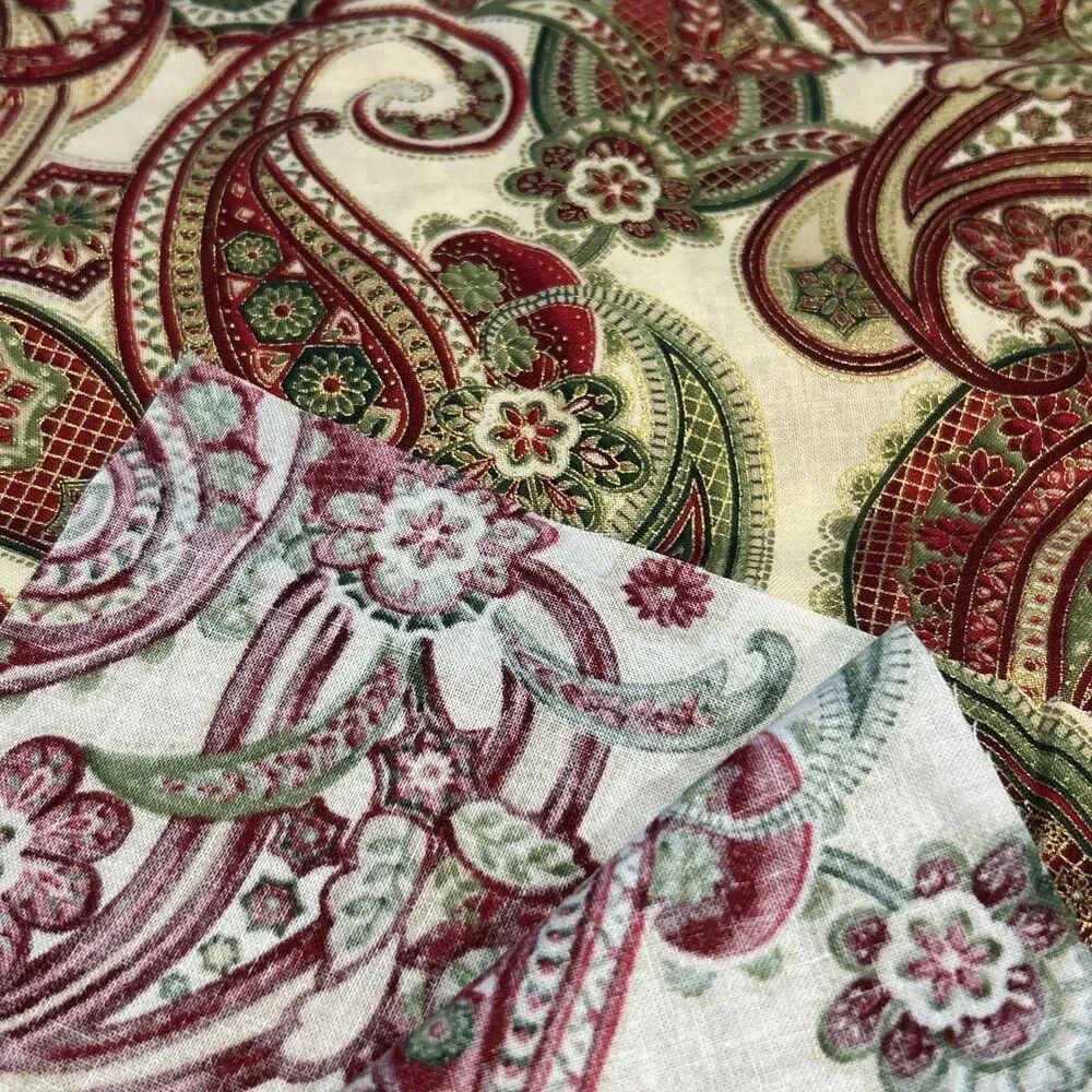 Imperial Collection Paisley Cotton Quilting Fabric Red Green Gold 31